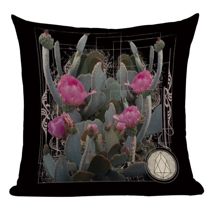Cactus Cushion Cover Pink Decoration Pillow Cases Living Room Cushion Covers Tropical Plant Desert  Pillow Case Almofadas