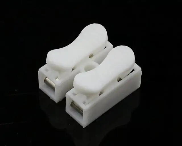 10pcs/bag Spring Wire Quick Connector 250V 2P Splice Clamp Terminal Cable Block 2 Way Easy Fit for led strip CH-2