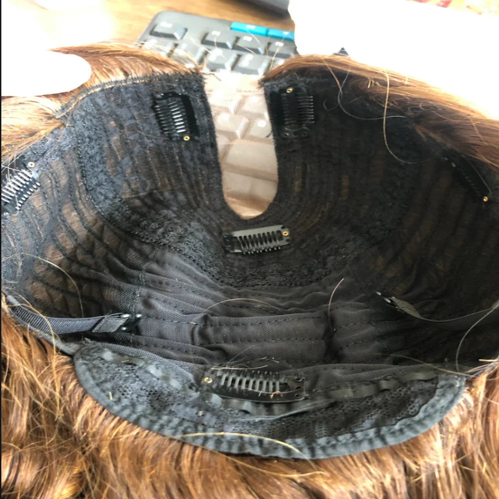 U Part Wig Human Hair Slightly Wavy Rooted Light Golden Blonde for Women Easy Wear1*4Size V Part Wig Human Hair Remy Indian Hair