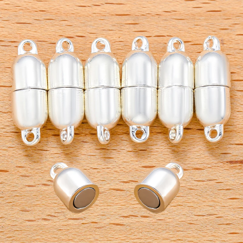 Juego de 5 cierres magnéticos fuertes redondos para pulseras, conectores de cierre de extremo de rodio para hacer joyas de pulsera, 6x18mm, W303