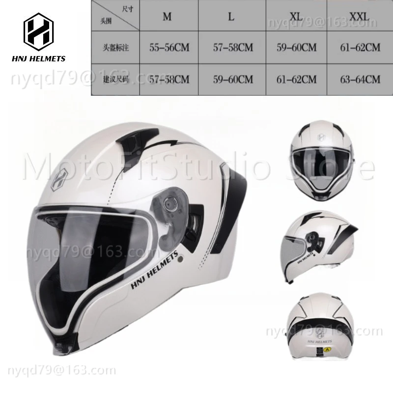 

Мотошлем HNJ с двойными линзами и большим спойлером, 3C, для мужчин и женщин, зимний, стильный, персонализированный, безопасный, полнолицевой