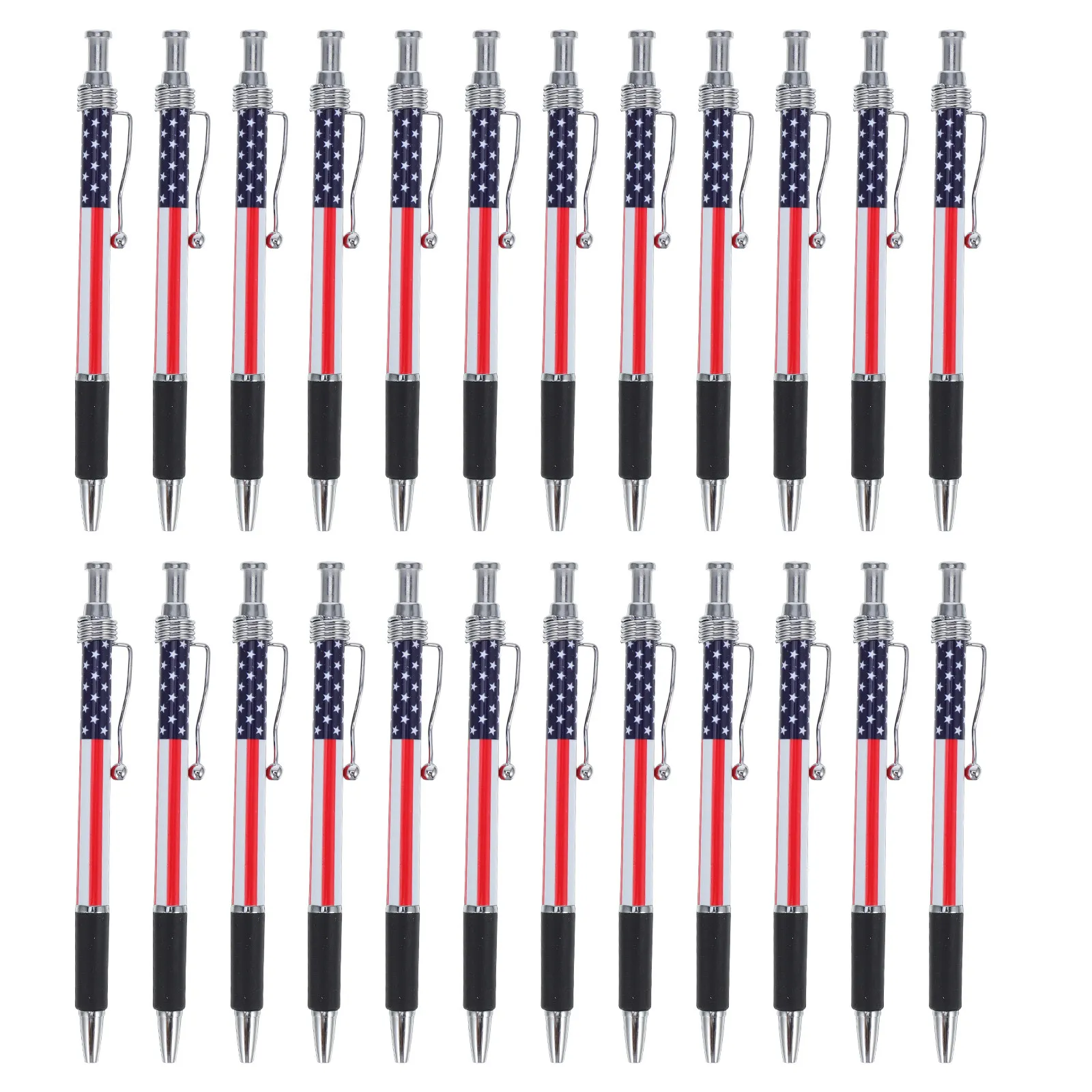 

24Pcs American Flag Retractable Ballpoint Pens Black Ink 1.0mm Comfortable Grip Portable Patriotic Party Favors Bulk School
