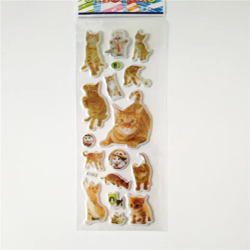 6pcs Cartoon Pets The Aristocats Marie Cat Sticker for 3D Scrapbook Animal Cute Dog Bubble Stickers Reward Kids Girl Gift