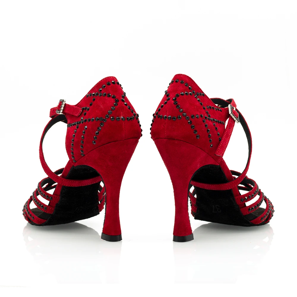 Suphini【Mamacita X Nasti】Red Leather With Black Crystal 10cm Dance Sandals