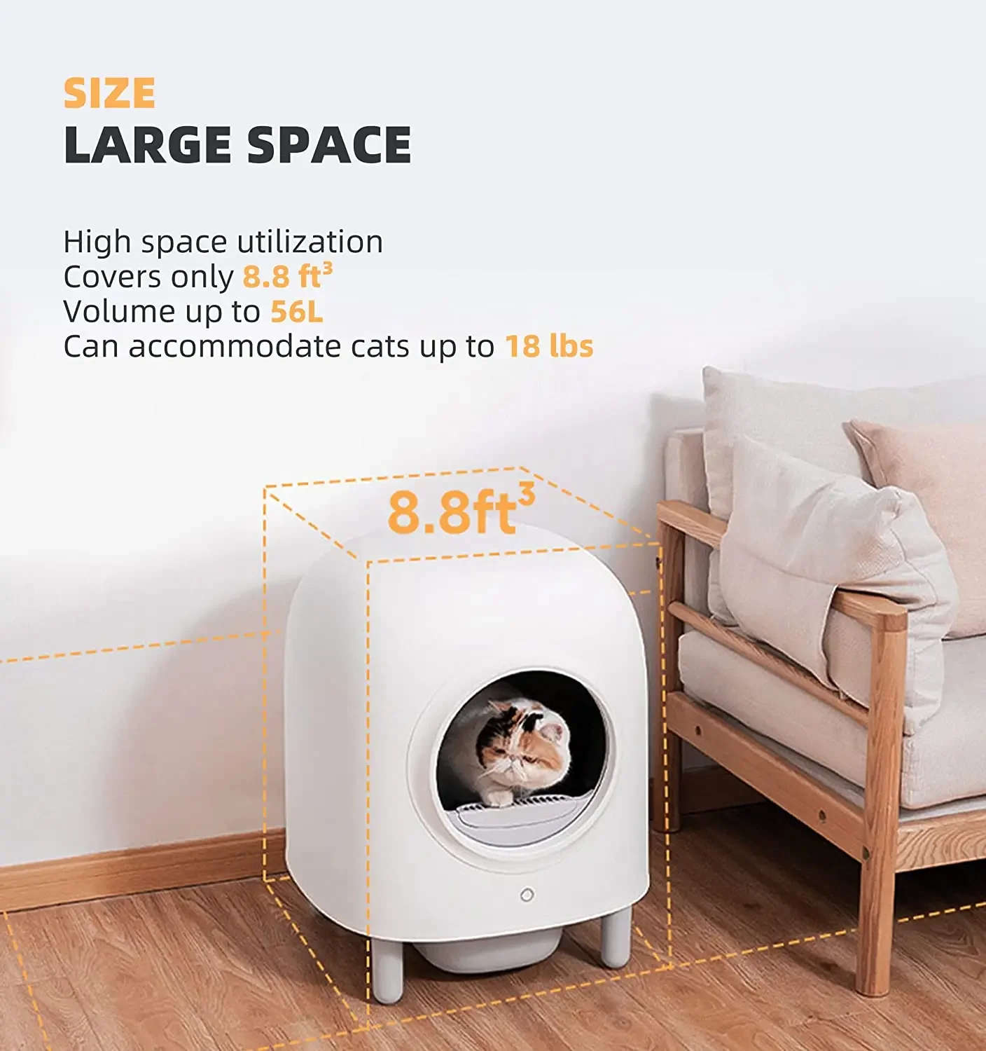 56L Smart APP Controlled Automatic Pet  Box Round Semi-Closed Plastic Cat Tray  Sensing Self-Cleaning  Pet Toilet