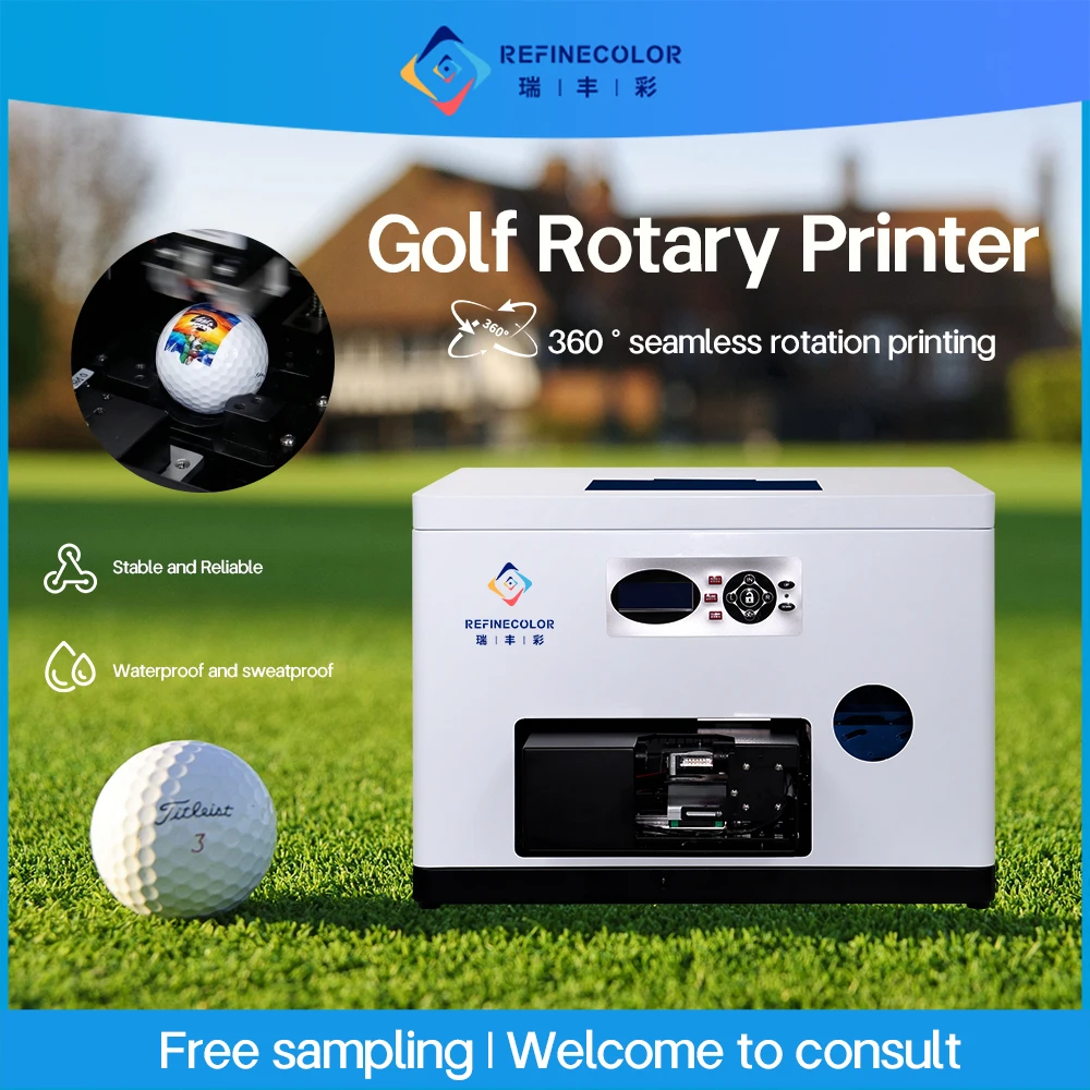 Refinecolor desktop golf 360 ° rotating intelligent printer with Epson F1080 nozzle UV flat inkjet suitable for customization