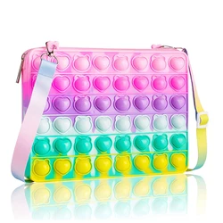 Pop It Crossbody Bags for Girls Kids Dimple Toy Handbags Purse Stress Release Push Popper Bubble Push Silicone Bag