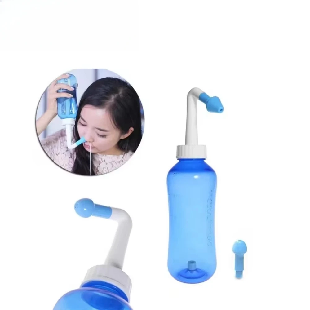 Nose Nasal Wash System Pot Sinus Allergies Relief Rinse Children Adults 500mL Plastic Blue Bottle