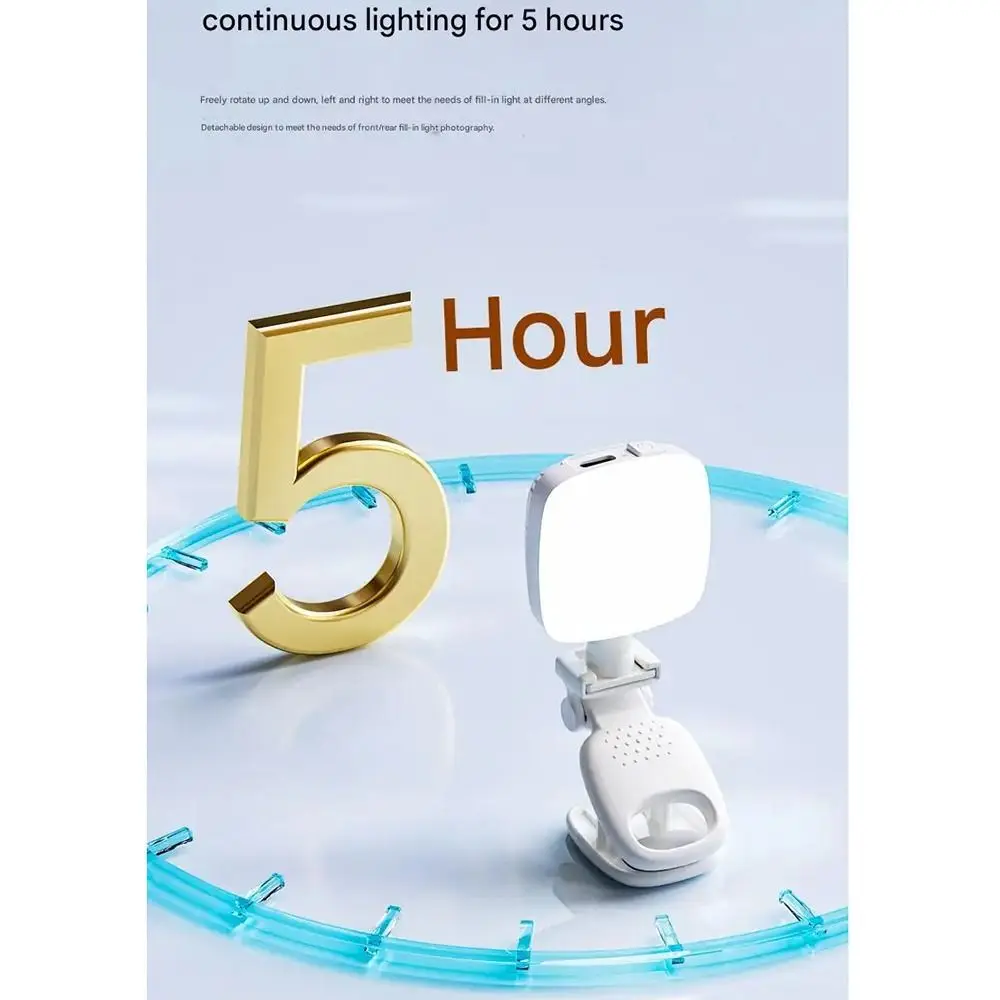 

Clip on Portable LED Selfie Light Adjustable Brightness Removable Camera Fill Lamp Soft Light 3 Color Light
