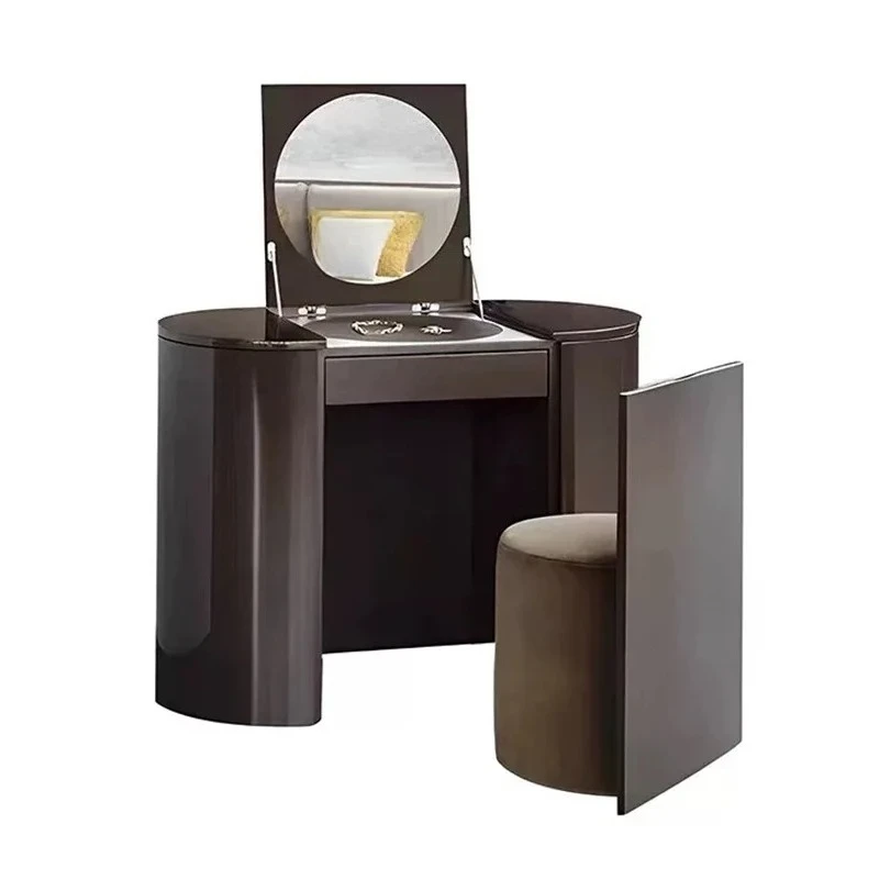 

Affordable luxury solid wood dresser cabinet, modern delicate mirror makeup storage integrated solution