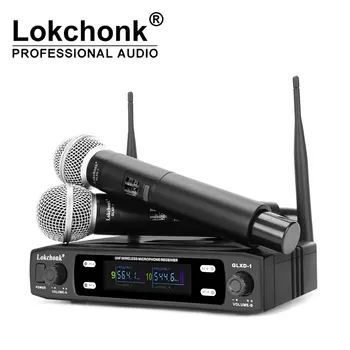 GLXD1 Professional Wireless Microphone System Dual Channel UHF Fixed Frequency Cordless Handheld Dynamic Mic For Karaoke Party