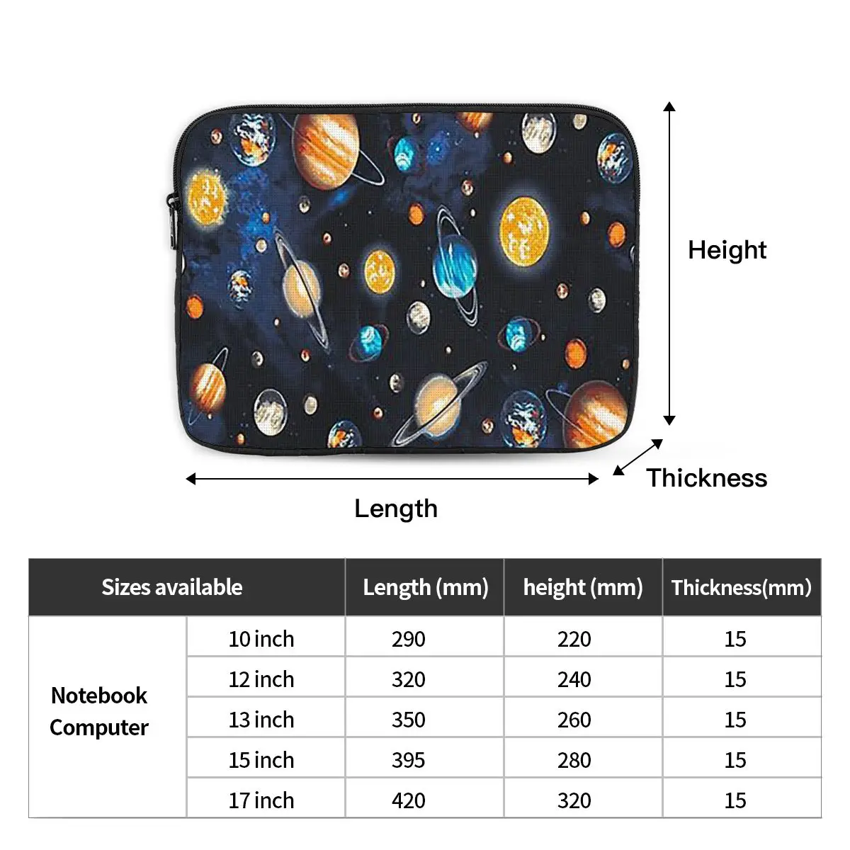Solar System Space Planets Universe Notebook Laptop Bag Case Pouch For Macbook Air Pro Tablet Shockproof Case Bag