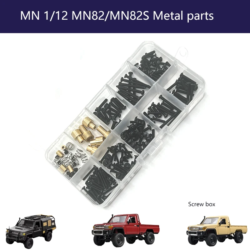 Mn82 lc79 82s 82por 1/12 rc carro atualização peças de metal kit montagem dianteiro e traseiro, amortecedor rc carros pneu eixo transmissão chassi
