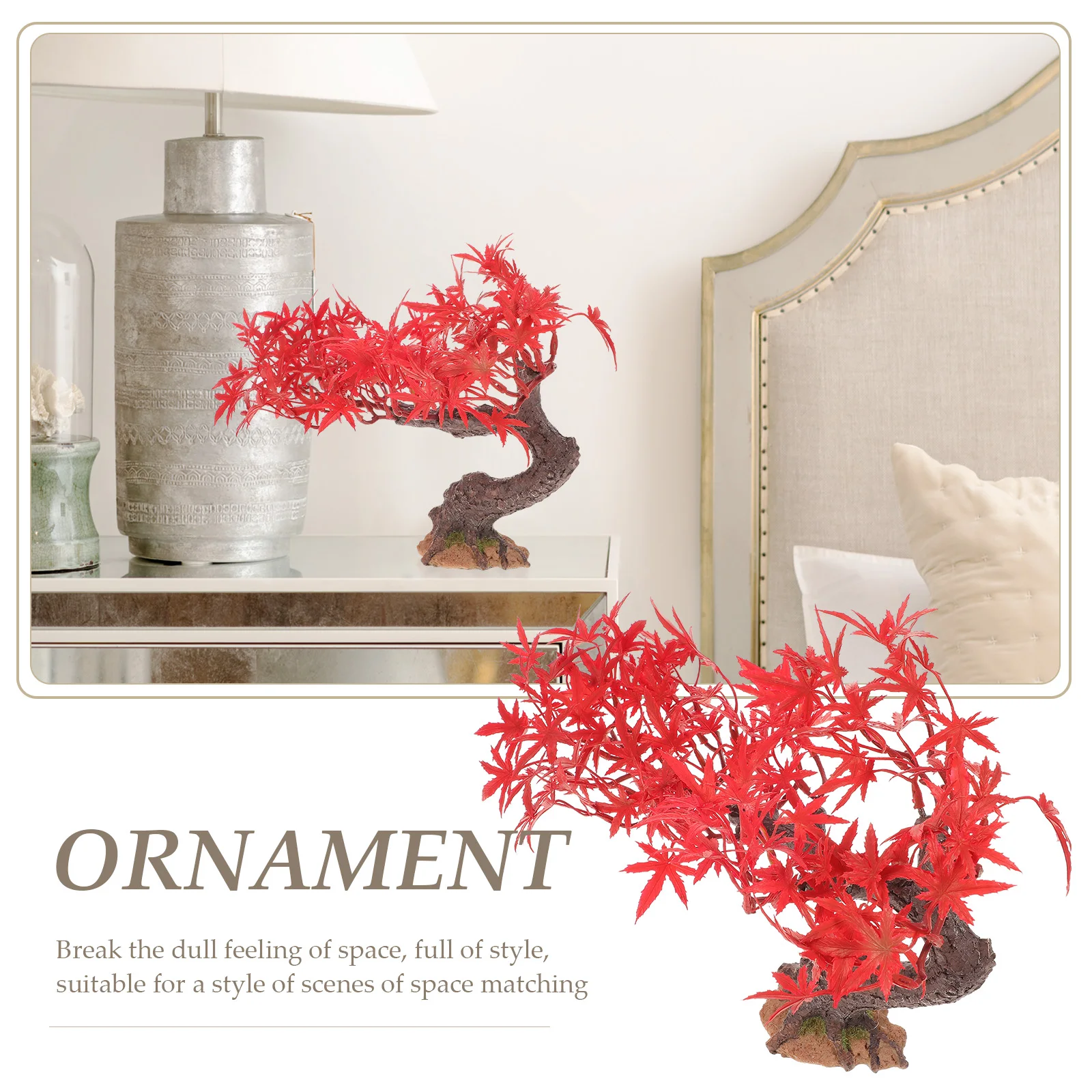 

Mini Red Maple Artificial Ornament Simulation Resin Fake For Home Decor Desktop Adornment Micro Landscape Sand Artware Faux Tree
