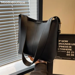 MOODS Bucket Shoulder Bag Set For Women Retro Pure Color Large Capacity Shopping Totes With Small Purse 2024 New Latest Handbags