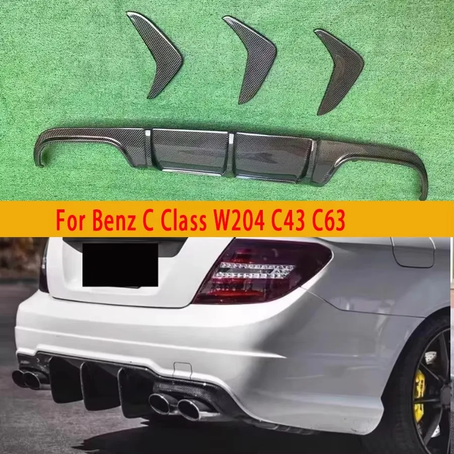 

For Mercedes Benz C Class W204 C43 C63 C200 C260 Carbon Fiber Car Rear Bumper Diffuser Rear Splitters Spoiler Back lip Body Kit
