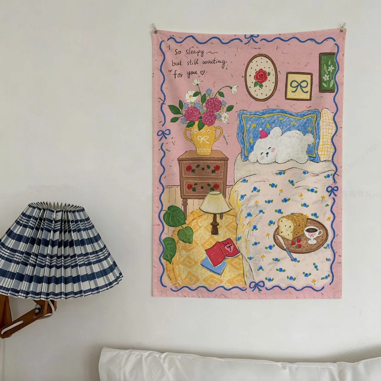 VIKAMA Cute Kitten Inspirational Slogan Tapestry, Soft and Durable Polyester Backing, Wall Decor for Bedrooms and Living Rooms