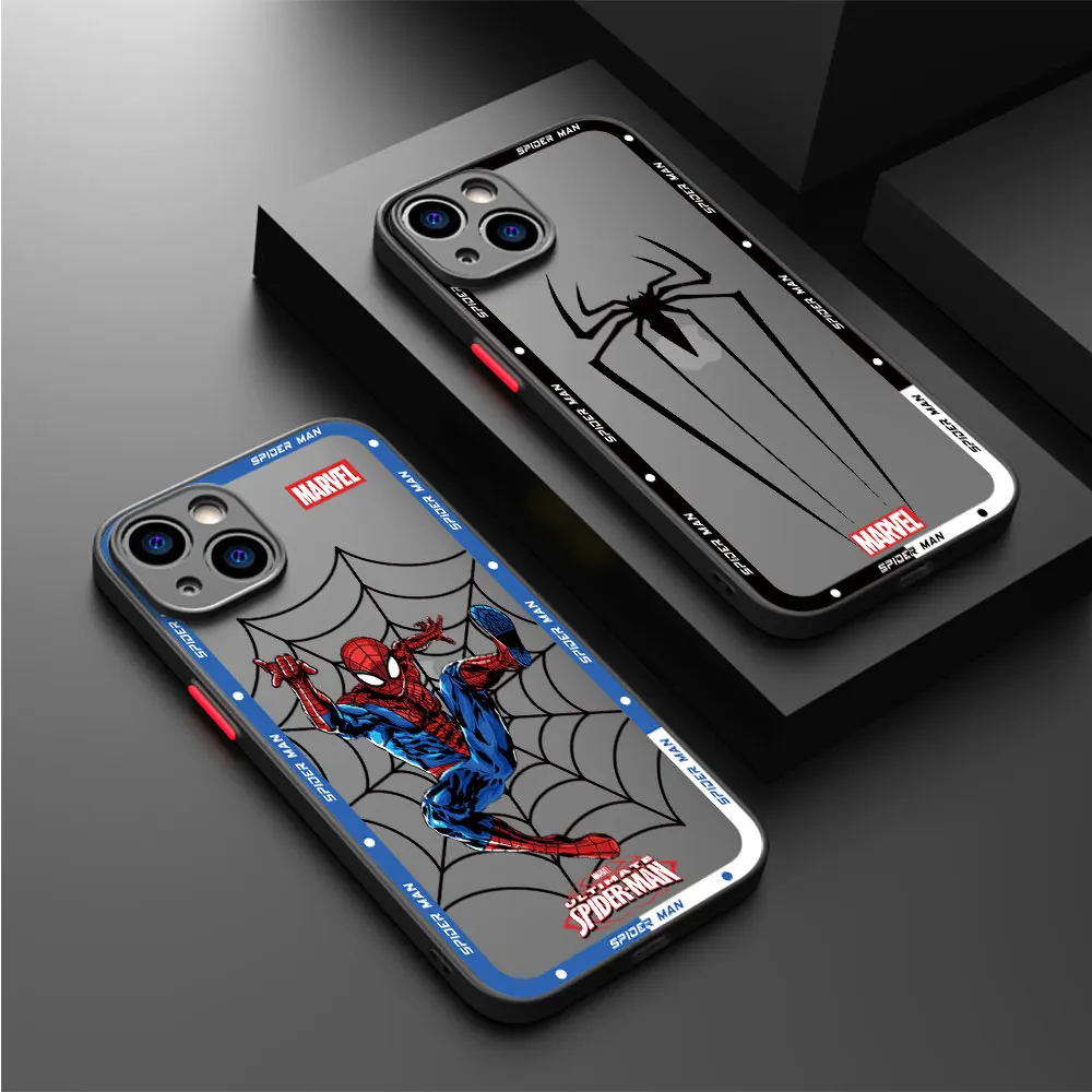 Matte Phone Case for IPhone 15 13 12 11 14 Pro Max 13Mini X XS Max XR 7 8 Plus SE(2022) Clear Cover Marvel SpiderMan Spider Gwen