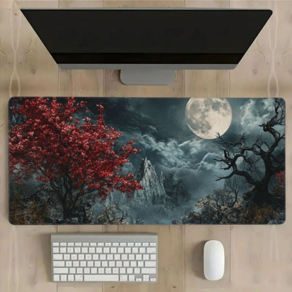 Tapis de bureau - Tapis de souris à motif végétal, au design rétro, idéal pour les bureaux à domicile ou les salles d'étude, accessoires de bureau, tapis de souris