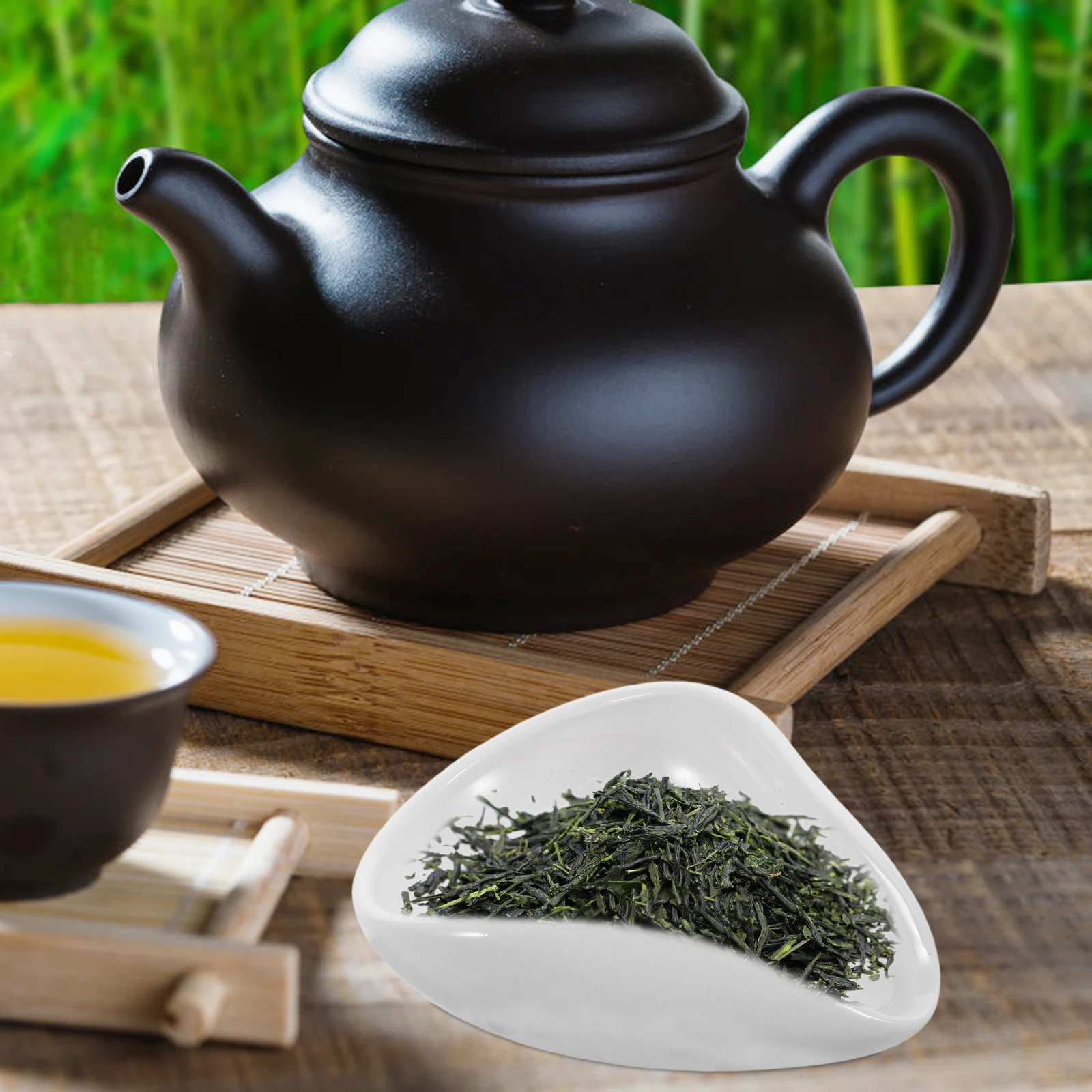 

White Porcelain Tea Tray Minimalist Ceramic Vessel for Loose Leaf Tea Presentation Coffee Bean Weighing Accessory