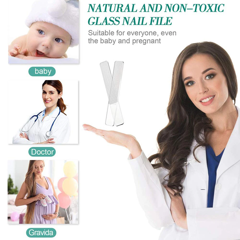 8 قطع من مبرد الأظافر الزجاجي المحمول، مجموعة أدوات العناية بالأظافر الزجاجية الكريستالية، مشكل الأظافر مع صندوق تخزين مبرد الأظافر