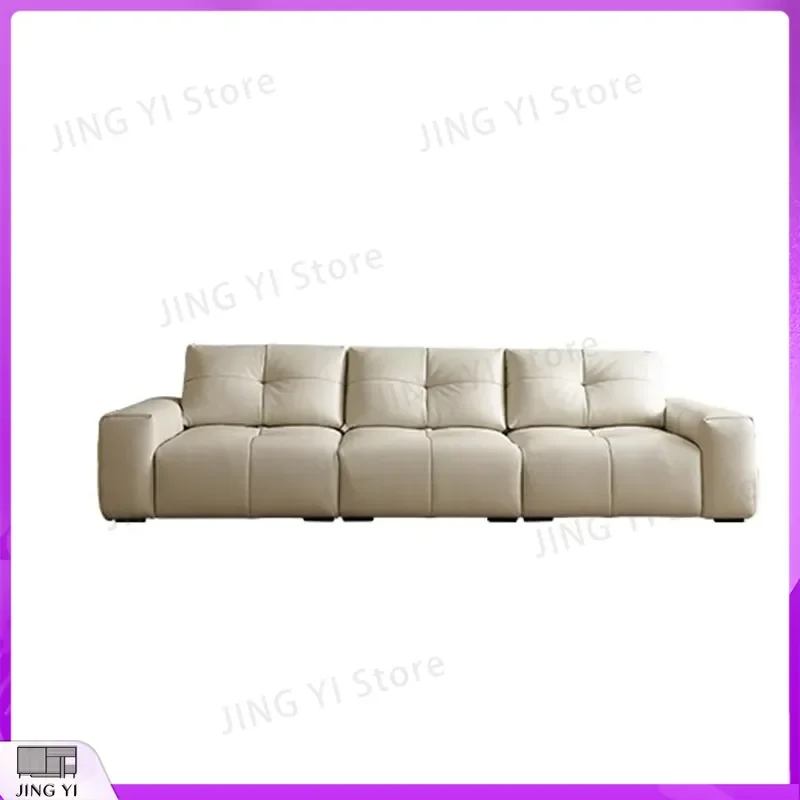 Pixel Sofa Tofu Block Italian Minimalist Medieval Style Deep Seating Movable Backrest Leather Sofa Foshan Manufacturer Living