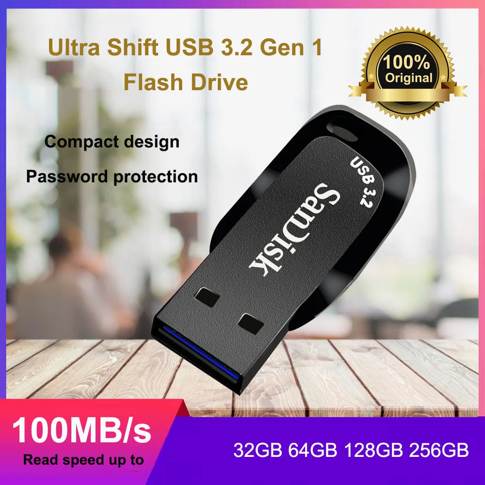 

SanDisk Ultra Shift USB 3.2 Flash Drive 32GB 64GB Mini Pen drive 128GB 256GB 512GB Read Speed up to 100MB/s U Disk Memory Stick