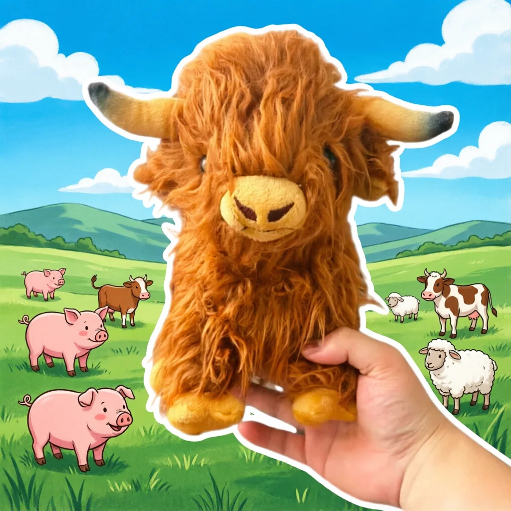 

Cute Highland Cow Plush Toy Soft Fluffy Long Hair Stuffed Animal For Kids And Adults Novelty Gift Home Decor