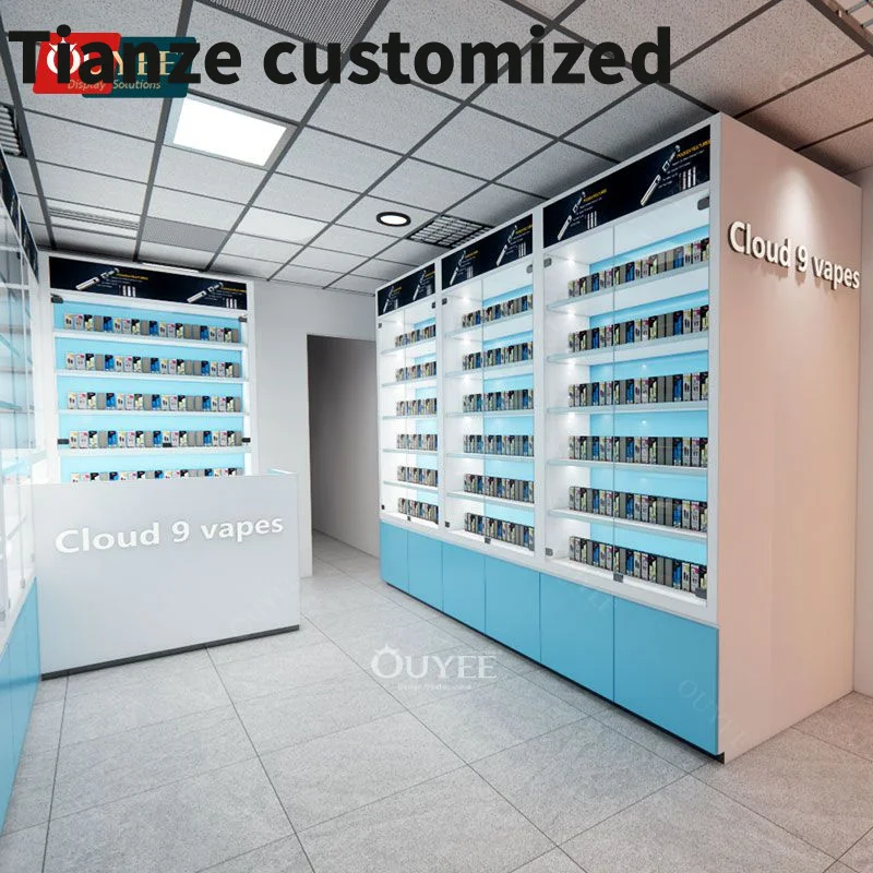 

Customized-3D Design Service Cabinet Display Cigarettes Display Smoke Shop Wood Display Store Lockable Glasses