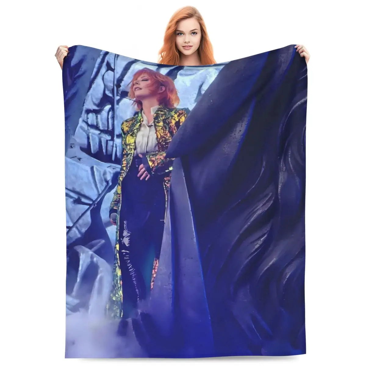 Custom Mylene Farmer Blanket 3D Printed Soft Flannel Fleece Warm French Singer Throw Blankets for Car Bed Couch Bedspreads