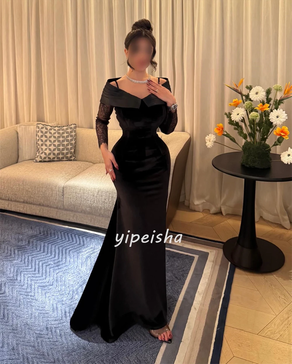 Customized Fashion Classic Jersey Ruched Pleat Mermaid Off-the-shoulder Long Dresses Bespoke Occasion Dresses Matching Elegant