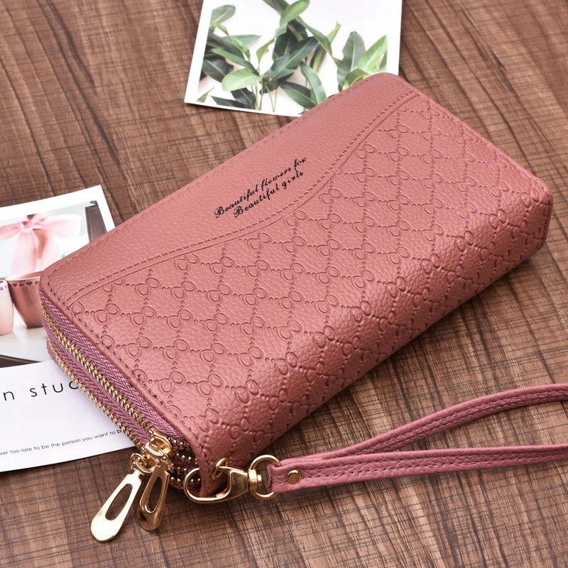 New women's purse long large capacity double zipper hand holding purse women's double hand holding foreskin clip