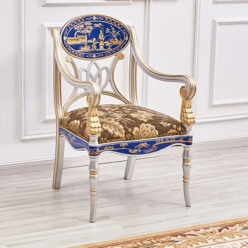 DSA all solid wood sofa chair armchair French court painted furniture negotiation chair computer chair round table round table