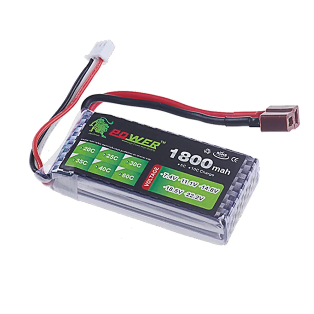 Batería Lipo 2S de 7,4 v, 1500mah, 1800mah, 2200mah, 3000mah, 4200mah, 5200mah, 6000mah, 7200mah, 10400mah, piezas de RC JST/XT60/T, 7,4 v