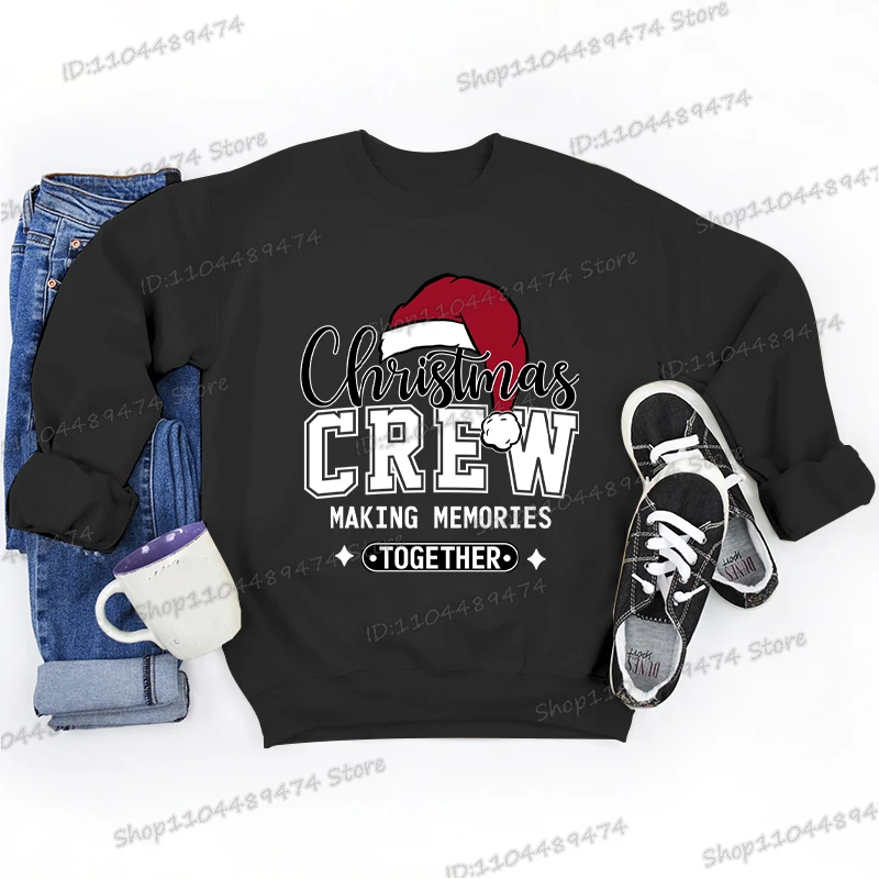عيد الميلاد طاقم صنع ذكريات معا مطابقة الأسرة الرجال النساء بلوزات الخريف سترة أنيقة تحمل شعار لعبة البيسبول عادية Crewneck الشارع الشهير