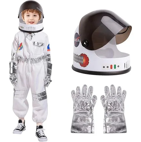 Children's Space Jumpsuit Astronaut Gloves Kindergarten Costume Helmet Holiday Party Kids Cosplay Costume Halloween Boys Girls