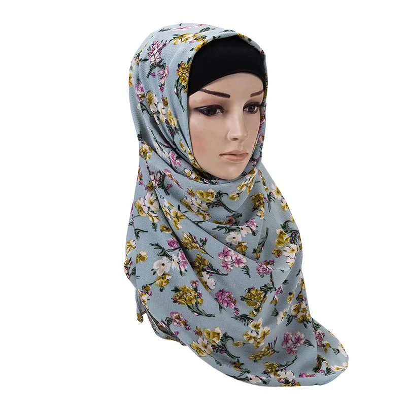 72*175CM Europe and The United States New Printed Seersucker Women\'s Headscarf Muslim Headscarf Scarf Turban Hijabs for Woman