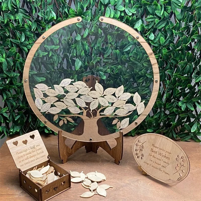 For Creative Willow Leaf Styling Wedding Card Box Desktop Guest Book Birthday Party Sign-in Board