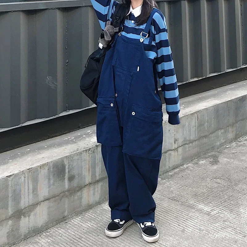 Pop Japanese Style Loose Fit Men's And Women's Trendy Jumpsuit Vintage Ame Kang Kang Casual Pants Skill Jumpsuit Cargo Pants