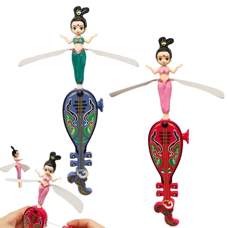 Dancers Flying Dolls 2 Pieces Flying Disc Fairy Spinner Toy Flying Spinner Toy Flying Pull String Toys For Birthdays Holidays