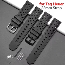 Black Silicone Wristband for Tag Heuer for Racing F1 WAZ2113 Waterproof Bracelet 22mm Diving Watchband Breathable Replacement