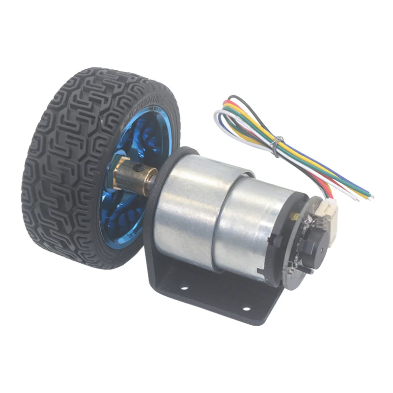 Motores con engranaje de 37mm de diámetro para coche inteligente, Motor de engranaje de 12V y 24V CC con codificador y Kit de rueda para motor de arranque de JGB37-520 DIY