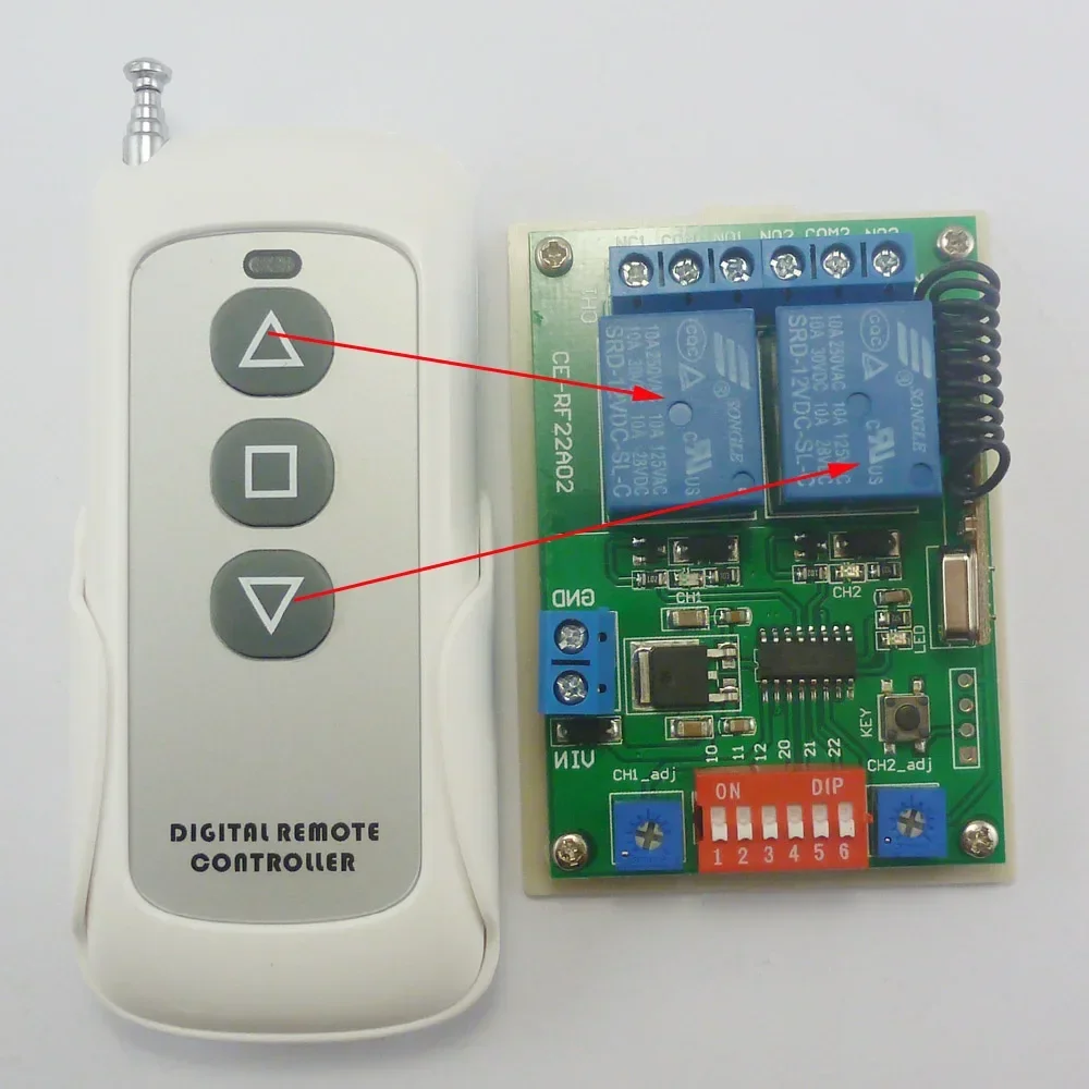 

12V 433M RF Wireless Adjustable Delay Time Motor Reverse Polarity Rotation RS360