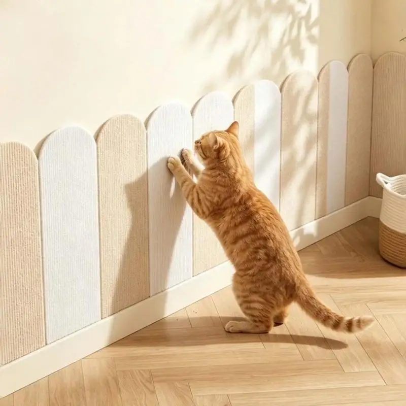 4Pcs Self Adhesive Cat Scratcher Mat Trimmable Wear Resistant Sofa Protector for Indoor Cat Furniture Guard
