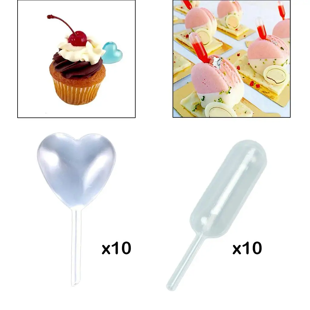 Mini pipetas de plástico para magdalenas, infusor líquido para decoración de mermelada y fresas