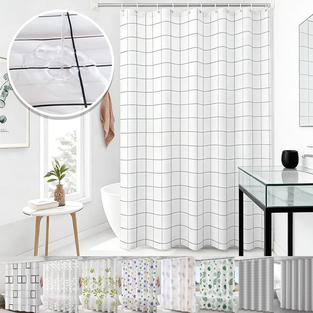 

1PC Green Leaf Pattern Shower Curtain PEVA Waterproof Shower Curtain Bathroom Partition Curtain Bathroom Decoration Accessories