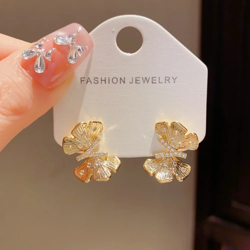 French Retro 925 Silver Needle Personality Zircon Butterfly Stud Earrings For Women Party Hiphop Fashion Jewelry Accessible