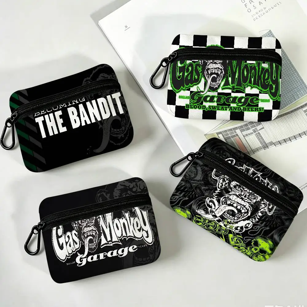 G-Gas Monkey Lightweight Oxford Fabric Coin Purse With Black Carabiner Hook Card Holder Earphone Storage Pouch