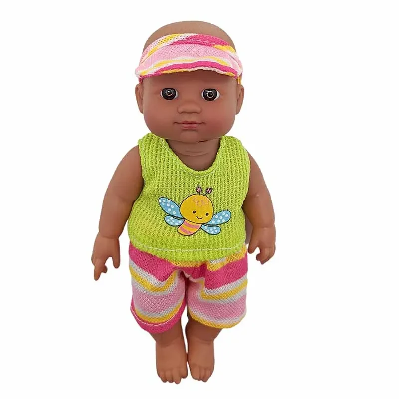 Bonecas Africanas de Borracha Suave para Crianças, Brinquedos de Casa, Simulação Reborn Dolls, Bonecas de Música, Presentes de Aniversário, 18cm