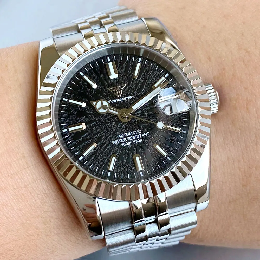 New Tandorio NH35A Automatic Watch for Men Classic Mechanical Movement Lady Watches Sapphire Crystal Fluted Bezel 36mm  39mm